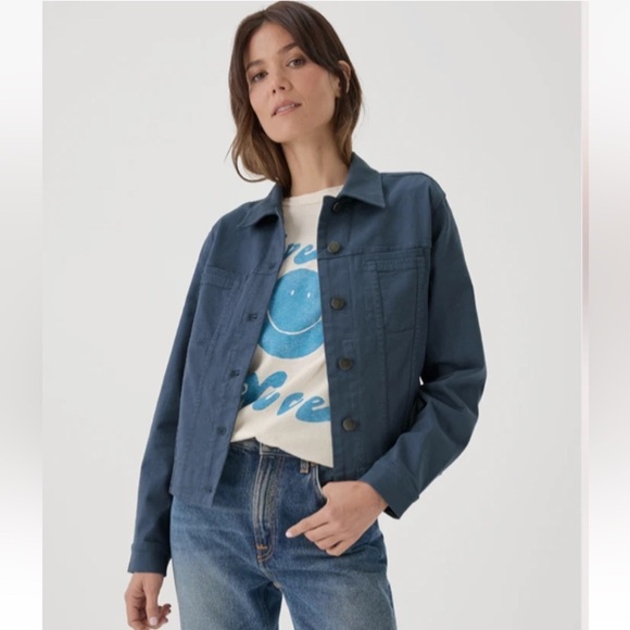 Pact Jackets & Blazers - Pact Womens Twill Shadow Blue Organic Cotton Denim Jacket Size XS Casual
